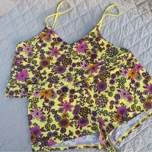 Savage X Floral Yellow and Purple Women's Pajamas Large